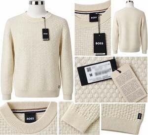 BOSS by HUGO BOSS Men’s Textured Knit Sweater – Cream / Ecru –  SIZE M